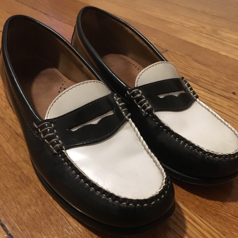 G.H. Bass & Co. Black and White Leather Loafers